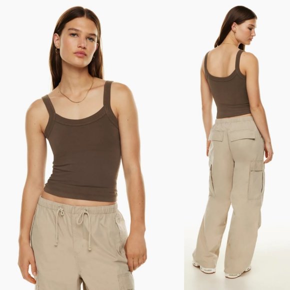Aritzia TNA Hold-It Sutton Crop Tank Top Scoop Neck Vintage Wash Cropped 90s Y2K - Picture 8 of 8